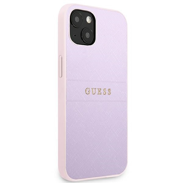 Guess Saffiano Hot Stamp & Metal Logo – iPhone 13 mini dėklas (alyvinis)
