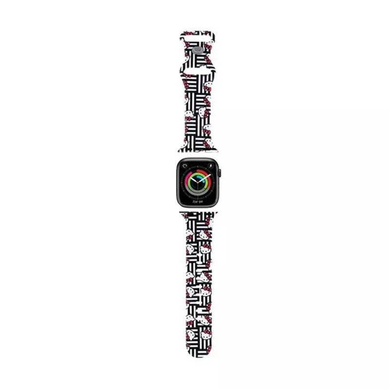 Hello Kitty silikoninės galvutės ir juostelės – dirželis, skirtas „Apple Watch“ 38/40/41 mm (juodas)