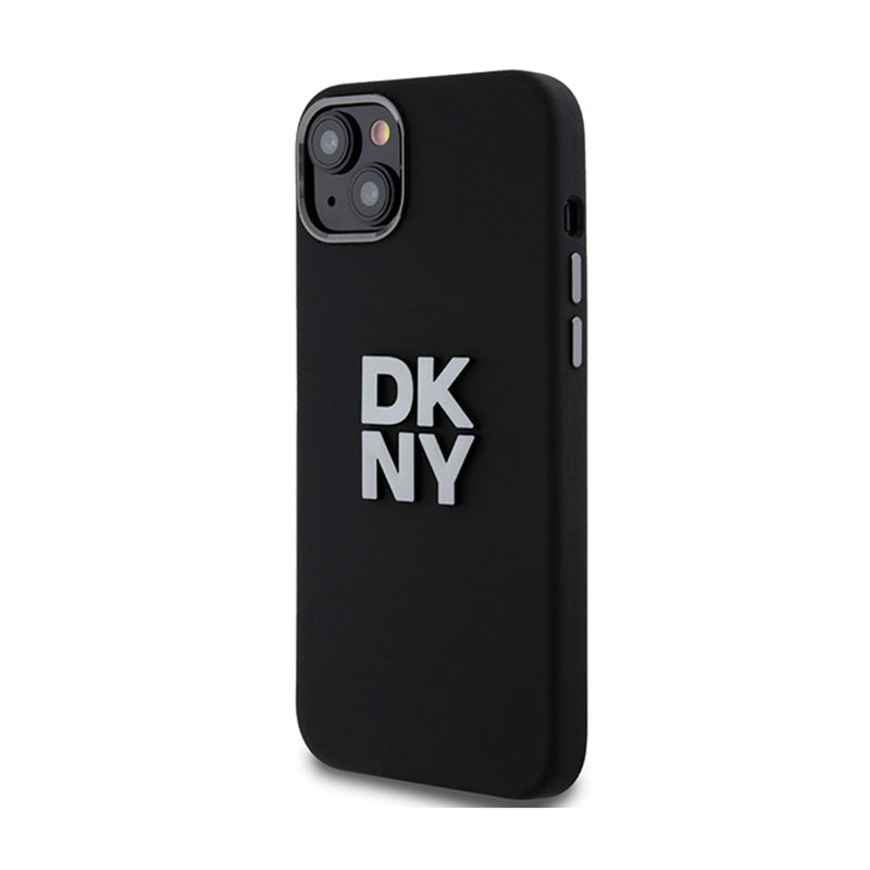 DKNY Liquid Silicone Metal Logo - dėklas iPhone 15 / 14 / 13 (juodas)