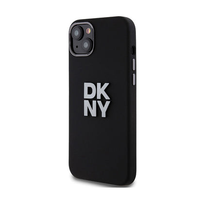 DKNY Liquid Silicone Metal Logo - dėklas iPhone 15 / 14 / 13 (juodas)