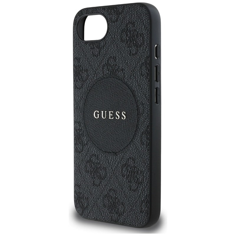 Guess 4G Circle Classic Logo MagSafe - Dėklas iPhone 16e (juodas)