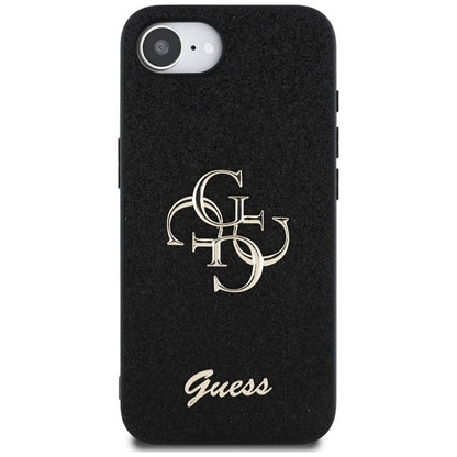 Guess Fixed Glitter Big 4G – dėklas iPhone 16e (juodas)