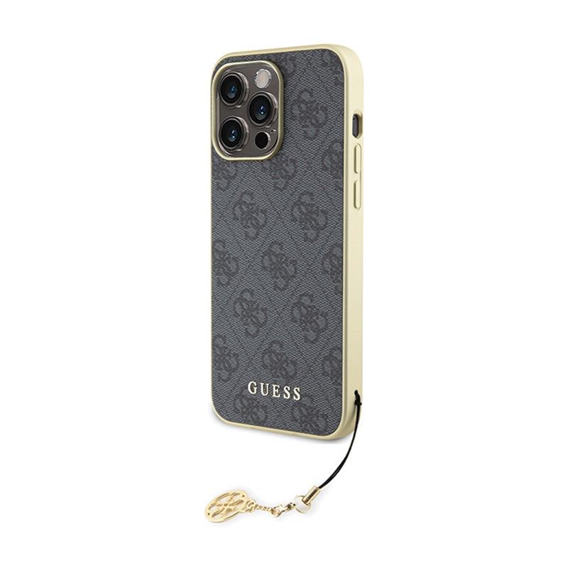Guess 4G Charms Collection – dėklas, skirtas iPhone 15 Pro Max (pilkas)