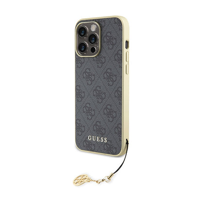 Guess 4G Charms Collection – dėklas, skirtas iPhone 15 Pro Max (pilkas)