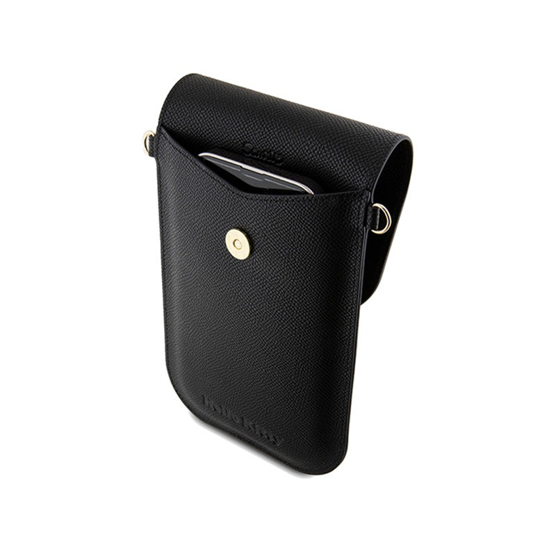 „Hello Kitty“ odos ir metalo logotipo grandinėlės – telefono krepšys per petį (juodas)