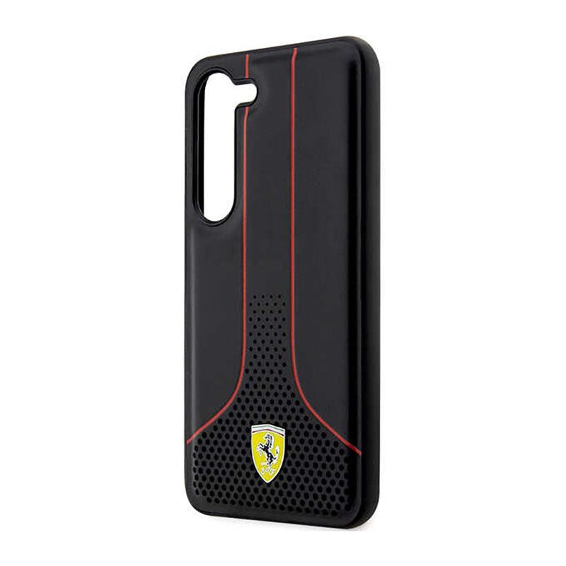 Ferrari Perforated 296P Collection - dėklas Samsung Galaxy S23 (juodas)
