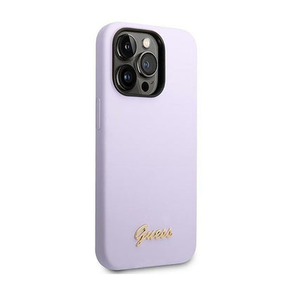 Guess Silicone Vintage - dėklas, skirtas „iPhone 14 Pro“ (violetinis)