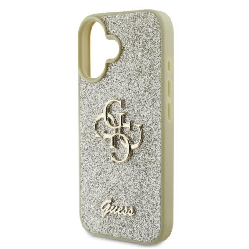 Guess Fixed Glitter Big 4G - dėklas iPhone 16 Plus (auksinis)