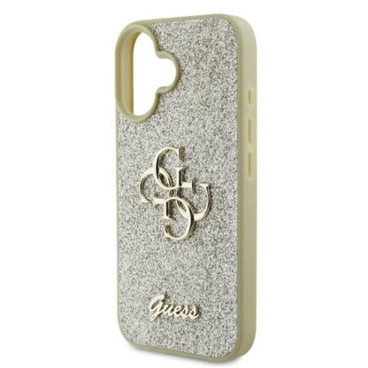 Guess Fixed Glitter Big 4G - dėklas iPhone 16 Plus (auksinis)