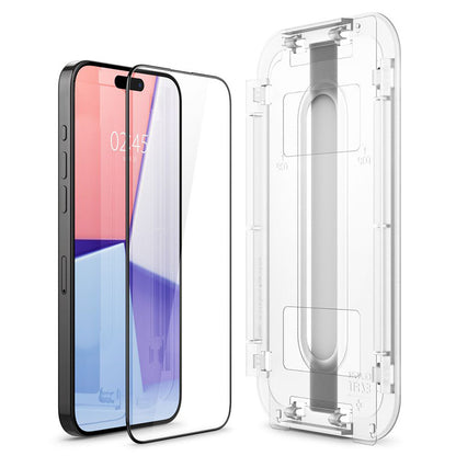 Spigen GLAS.TR EZ FIT FC – grūdintas stiklas skirtas iPhone 15 Pro Max (juodas rėmelis)