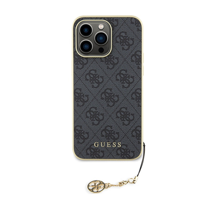 Guess 4G Charms Collection – dėklas, skirtas iPhone 15 Pro Max (pilkas)