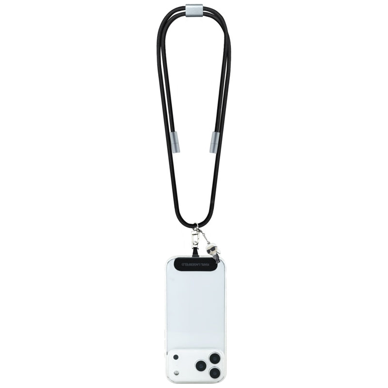 Karl Lagerfeld Dirželis per petį Ikonik Charm - Universalus telefono dirželis / USB-C į USB-C kabelis 1,5 m (Juodas)