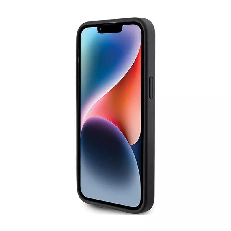 Guess 4G kolekcija su metaliniu logotipu ir apatine juostele – dėklas iPhone 15 Pro Max (pilkas)
