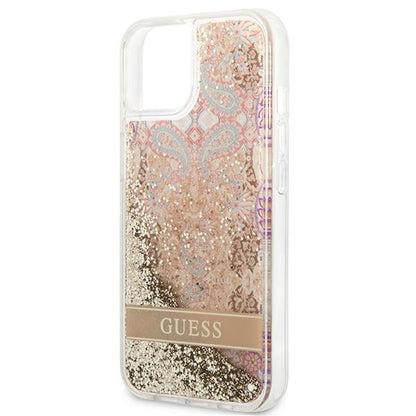 Guess Liquid Glitter Paisley – Dėklas iPhone 13 mini (auksinis)