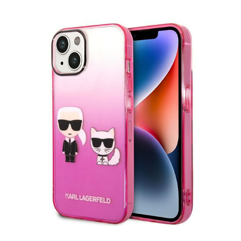 Karl Lagerfeld Gradient Ikonik Karl & Choupette – dėklas, skirtas iPhone 14 Plus (rožinis)