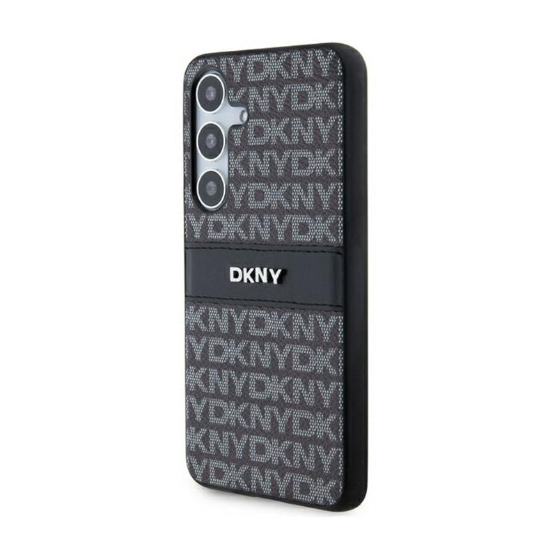 DKNY Odinis Dėklas Samsung Galaxy S24 - Mono Juostelė ir Metalinis Logotipas (juodas)