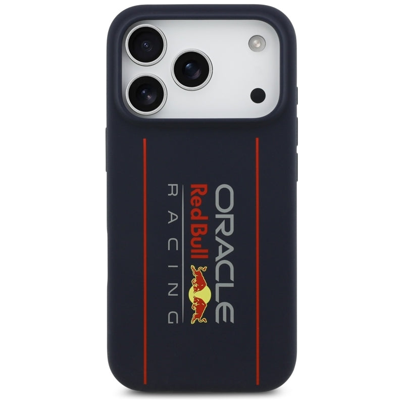 Red Bull Silikoninis Oversize Vertikalus Logotipas MagSafe - iPhone 17 Pro dėklas (Tamsiai Mėlynas)