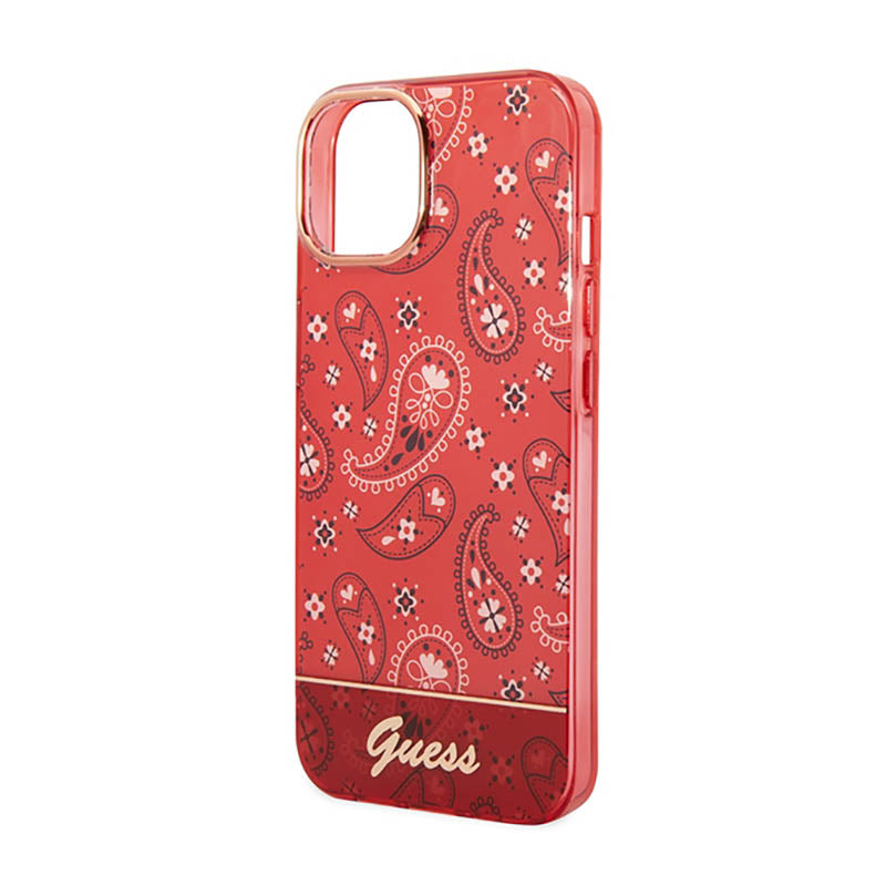 Guess Bandana Paisley – „iPhone 14 Plus“ dėklas (raudonas)