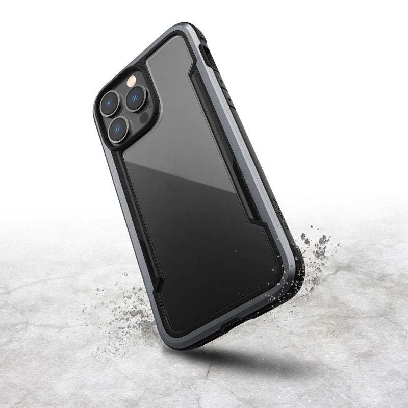 X-Doria Raptic Shield – aliuminio dėklas skirtas iPhone 14 Pro Max (atsparus kritimui iki 3 m) (juoda)