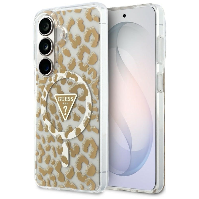 Guess IML Leopard Print Triangle MagSafe - Samsung Galaxy S26 dėklas (rudas)