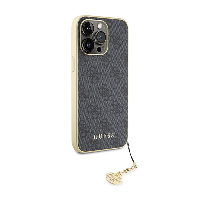 Guess 4G Charms Collection – dėklas, skirtas iPhone 15 Pro Max (pilkas)