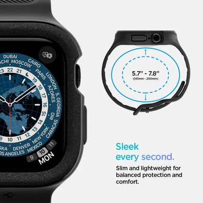 Spigen Vault Pro – dirželis su dėklu, skirtas „Apple Watch 10 46 mm“ (matinė juoda)