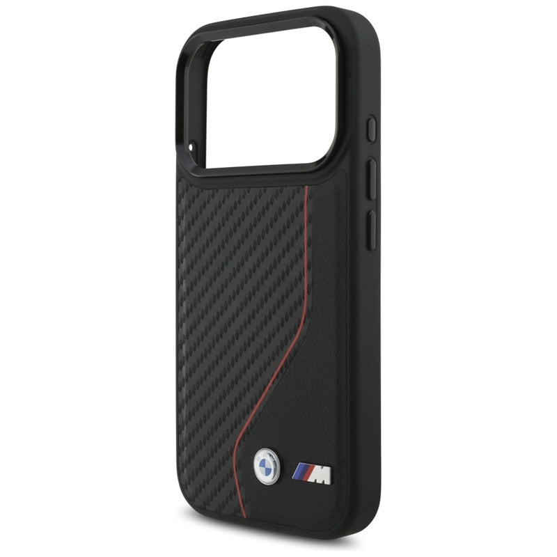BMW M Carbon Line ir logotips MagSafe - dėklas iPhone 17 Pro (raudonas)