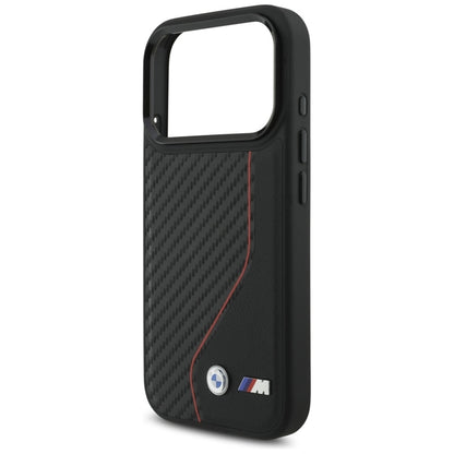 BMW M Carbon Line ir logotips MagSafe - dėklas iPhone 17 Pro (raudonas)
