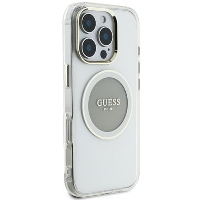 Guess IML Metal Colored Circle Classic Logo MagSafe – dėklas iPhone 16 Pro Max (pilkas)