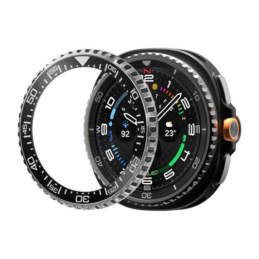 Spigen Bezel Tune Pro Diver - Dėklas / Apsauginis rėmelis, skirtas Samsung Galaxy Watch 8 Classic 46 mm (Sidabrinis)