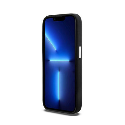 DKNY Liquid Silicone Small Metal Logo MagSafe – dėklas, skirtas iPhone 15 Pro (juodas)