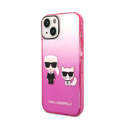 Karl Lagerfeld Gradient Ikonik Karl & Choupette – dėklas, skirtas iPhone 14 Plus (rožinis)