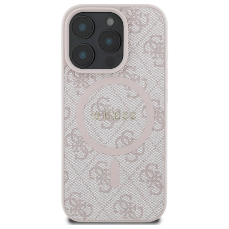 Guess 4G Ring Classic Logo MagSafe – dėklas iPhone 16 Pro Max (rožinis)