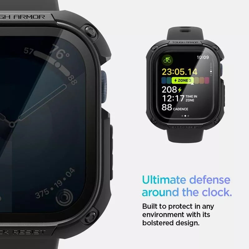 Spigen Tough Armor – dėklas skirtas Apple Watch 10 46 mm (Juodas)