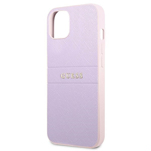 Guess Saffiano Hot Stamp & Metal Logo – iPhone 13 mini dėklas (alyvinis)