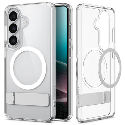 Spigen Ultra Hybrid S Mag MagSafe dėklas, skirtas Samsung Galaxy S26+ (Skaidrus/Baltas)