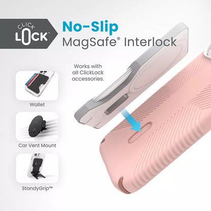 Speck Presidio2 Grip ClickLock & MagSafe – Dėklas, skirtas iPhone 16e / iPhone 15 / iPhone 14 / iPhone 13 (Dahlia Pink/Rose Copper)
