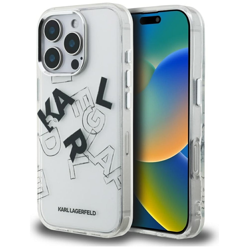 Karl Lagerfeld IML Piešinio Stiliaus Grafika - Dėklas iPhone 16 Pro (skaidrus)