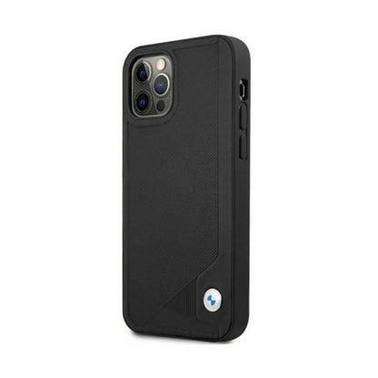 BMW „Leather Deboss“ – dėklas, skirtas „iPhone 12“ / „iPhone 12 Pro“ (juodas)