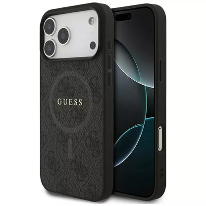 Guess 4G Ring Classic Logo MagSafe - Dėklas iPhone 17 Pro Max (juodas)