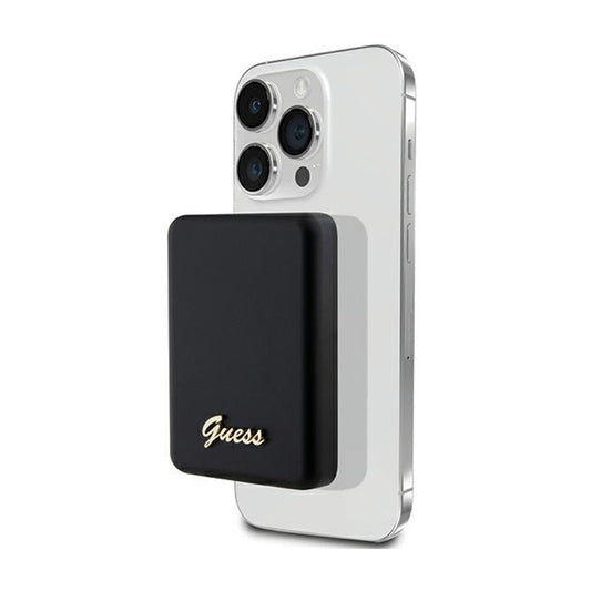 Guess Metal Script Logo MagSafe - 3 000 mAh 5W MagSafe indukcinis maitinimo blokas (juodas)