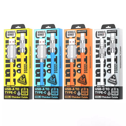 WEKOME WDC-186 Wingle Serija – Greito įkrovimo jungiamasis laidas USB-A į USB-C, 1 m (Mėlynas)