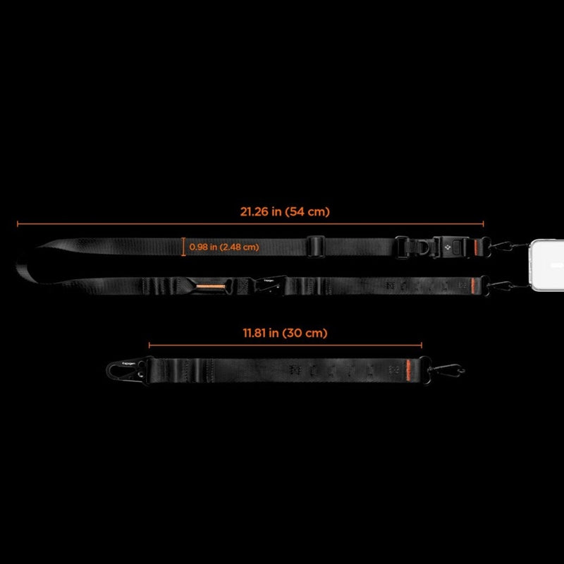 Spigen DA30M Dirželis Per Petį Crossbody – Universalus telefono dirželis / raištis (juodas)