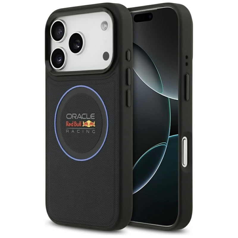 Red Bull Mėlyno Tinklelio Ir Metalo Mygtukų MagSafe dėklas - iPhone 17 Pro (Tamsiai Mėlynas)