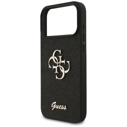 Guess Dėklas su fiksuotu blizgesiu Big 4G, skirtas iPhone 17 Pro Max (juodas)
