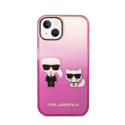 Karl Lagerfeld Gradient Ikonik Karl & Choupette – dėklas, skirtas iPhone 14 Plus (rožinis)