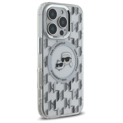 Karl Lagerfeld IML Monogram Karl & Choupette Head MagSafe – dėklas iPhone 16 Pro (skaidrus)