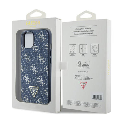Guess 4G Triangle Metal Logo - dėklas iPhone 15 Plus (mėlynas)