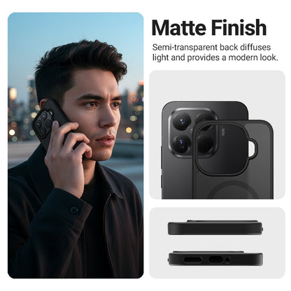 Crong Hybrid Matte Magnetic - Xiaomi 15T MagSafe dėklas (juodas)