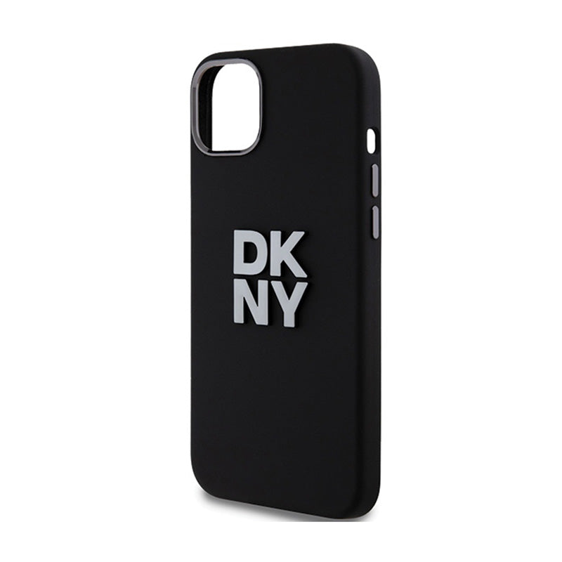 DKNY Liquid Silicone Metal Logo - dėklas iPhone 15 / 14 / 13 (juodas)